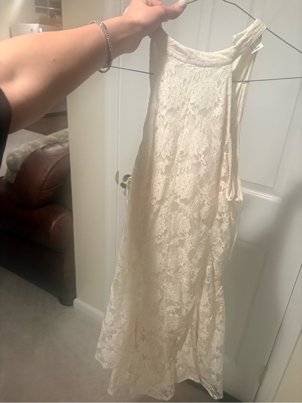 H&M Lace Halter Maxi Dress in Cream never worn